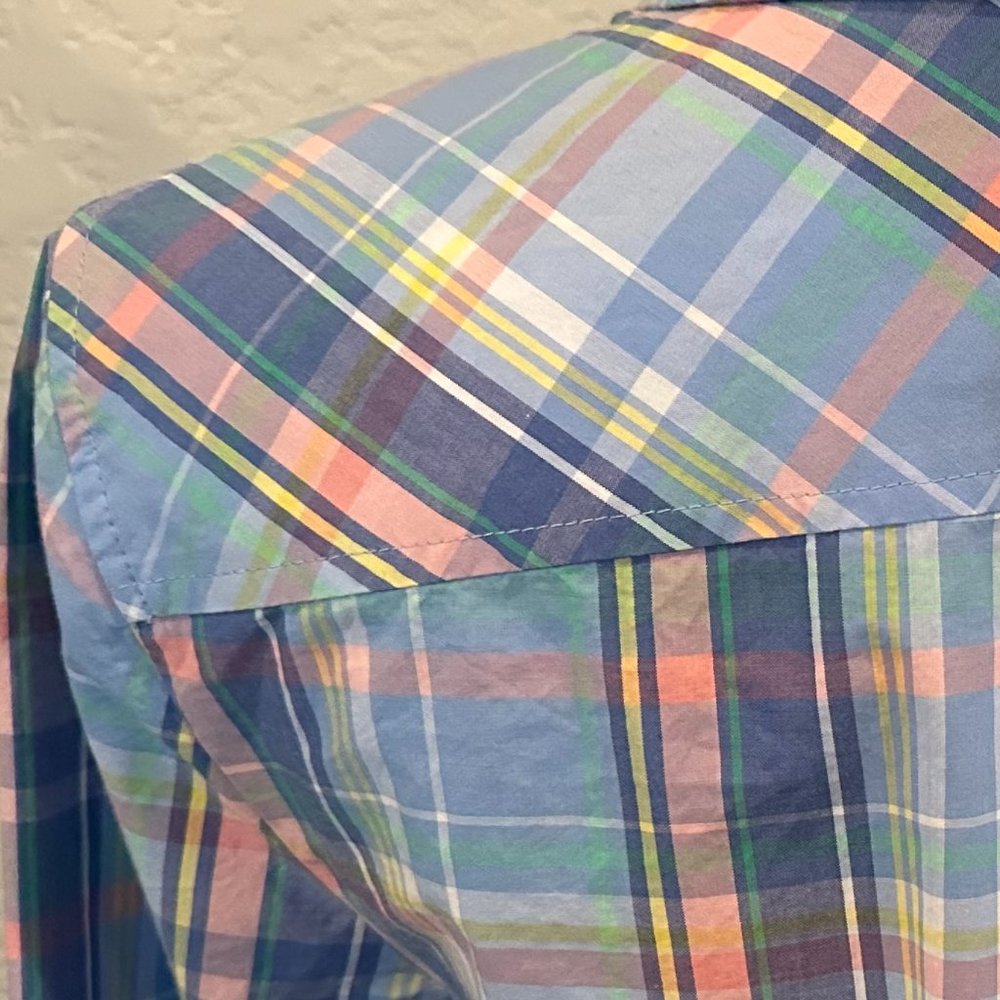 TALBOTS Women's Medium Petite Plaid Shirt - Picture 8 of 8